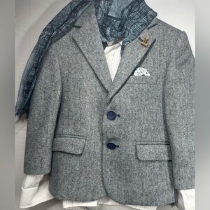 Gray Tweed Blazer with Scarf